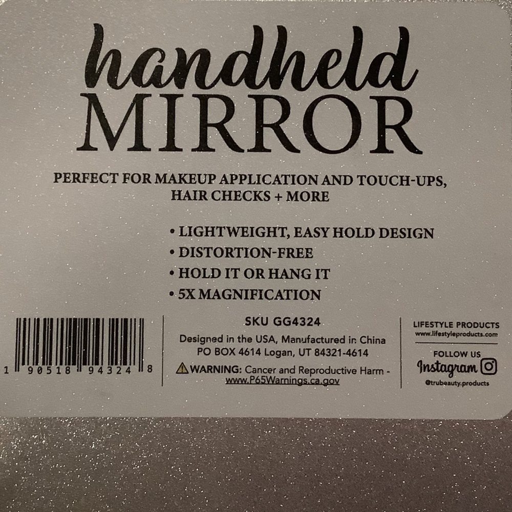 Glitz & Glam Pink Sparkly 5X Magnification Handheld Mirror New - Picture 3 of 3